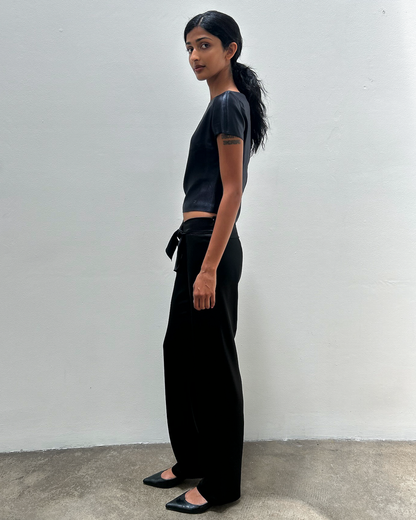 Emporio Armani Tie-Front Satin Pants
