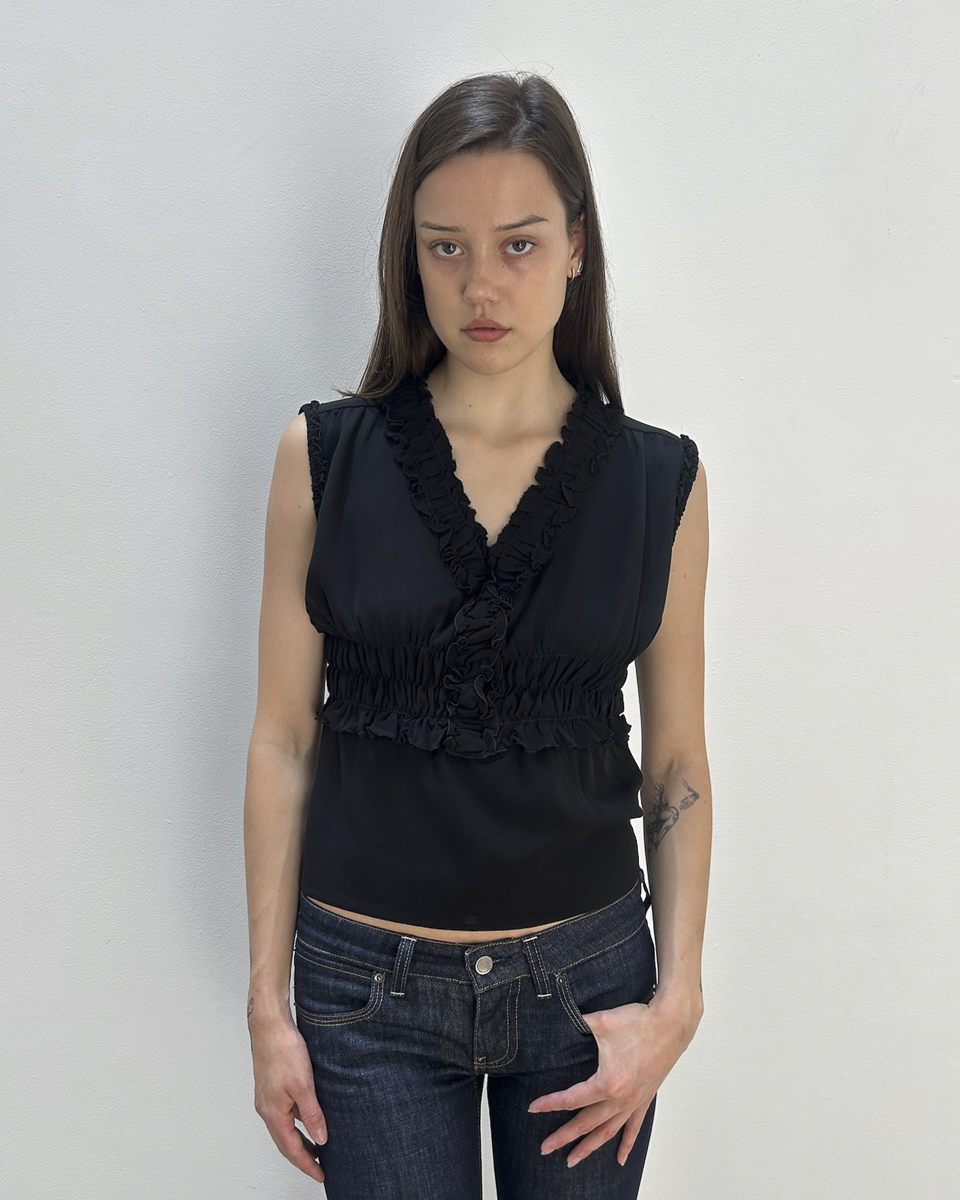 Chanel Ruffle Silk Peplum Top