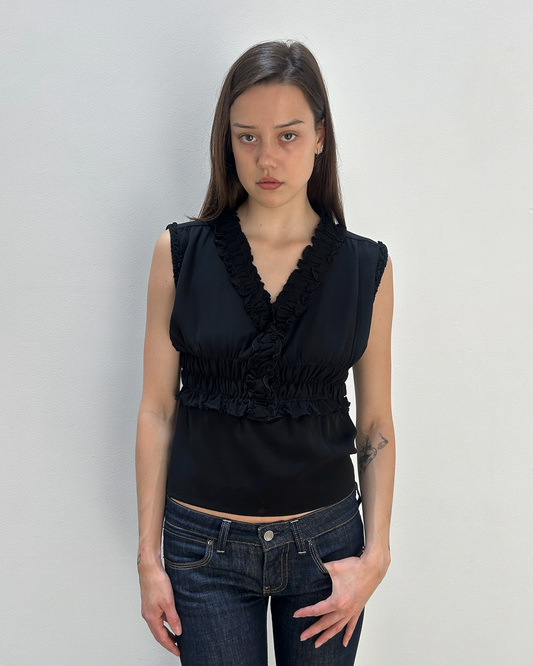 Chanel Ruffle Silk Peplum Top