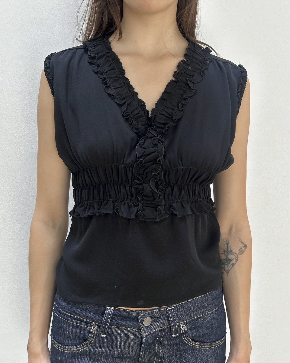 Chanel Ruffle Silk Peplum Top