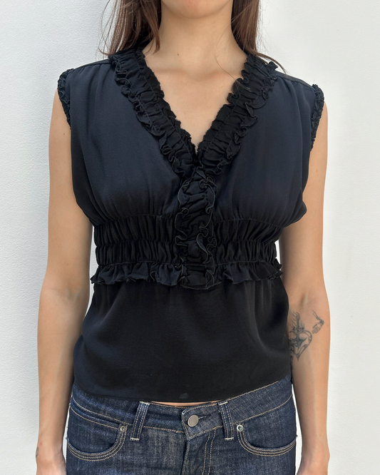 Chanel Ruffle Silk Peplum Top