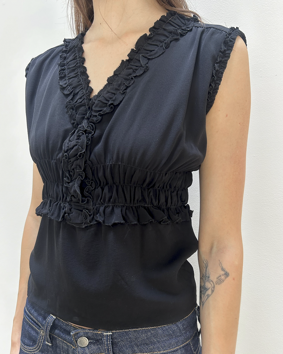 Chanel Ruffle Silk Peplum Top