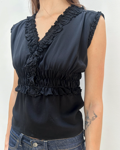 Chanel Ruffle Silk Peplum Top