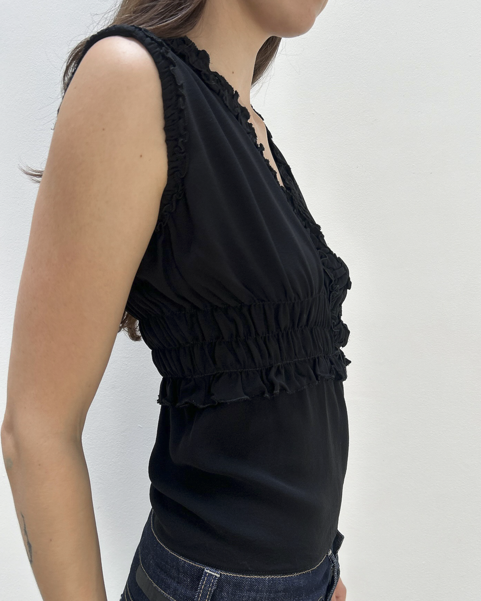 Chanel Ruffle Silk Peplum Top