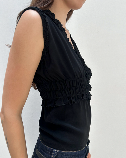 Chanel Ruffle Silk Peplum Top