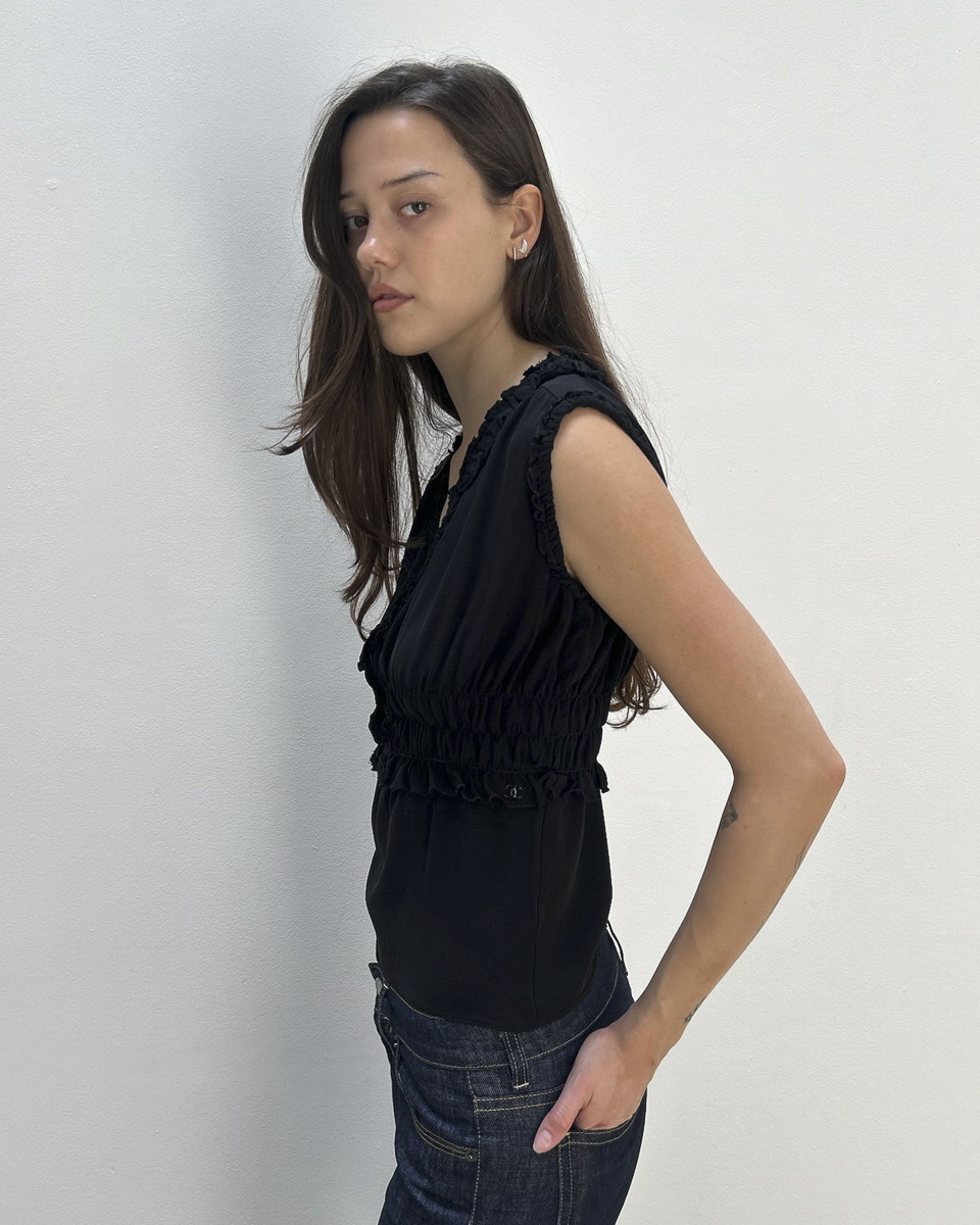Chanel Ruffle Silk Peplum Top