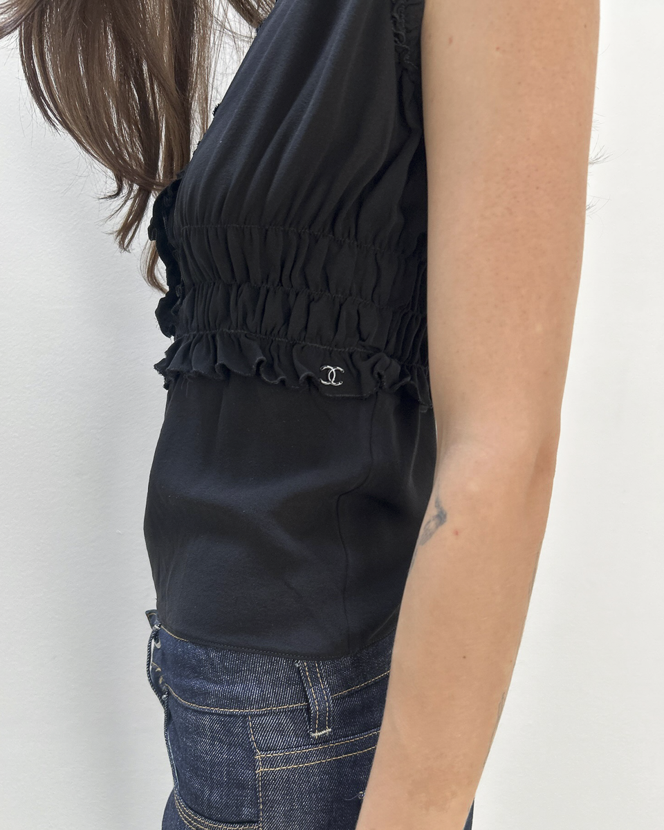Chanel Ruffle Silk Peplum Top