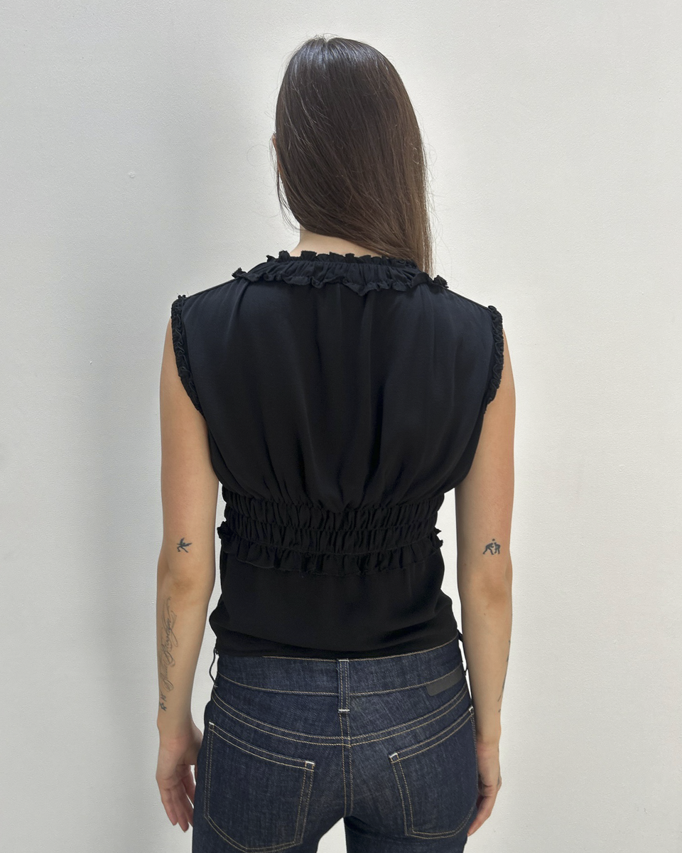 Chanel Ruffle Silk Peplum Top
