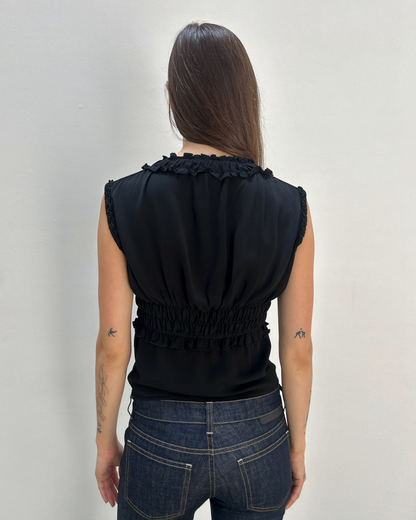 Chanel Ruffle Silk Peplum Top