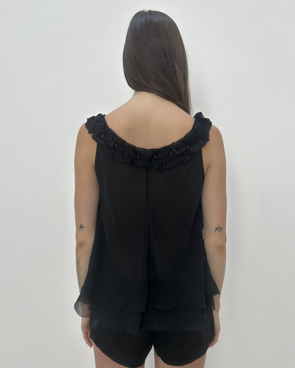 Robert Rodriguez Silk Ruffle Blouse