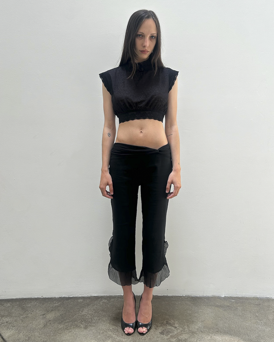 Emporio Armani Ruffle Mesh Capri
