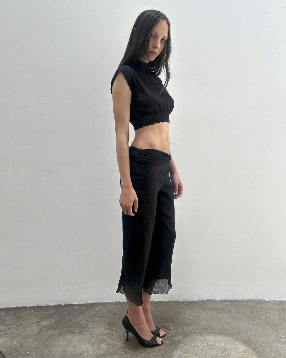 Emporio Armani Ruffle Mesh Capri