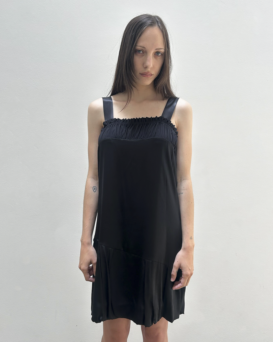 Anna Molinari Silk Ruffle Pleated Dress