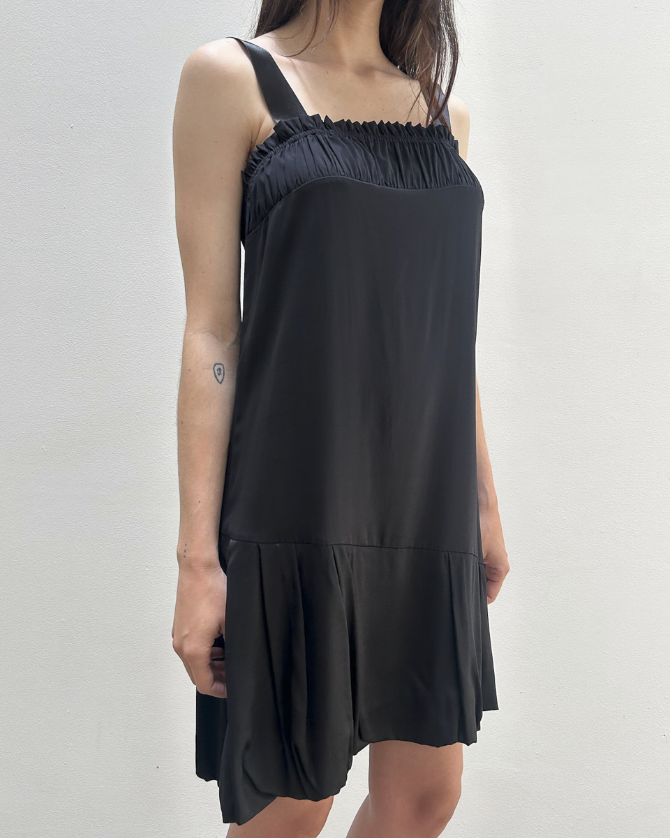 Anna Molinari Silk Ruffle Pleated Dress