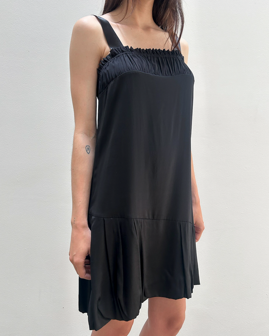 Anna Molinari Silk Ruffle Pleated Dress