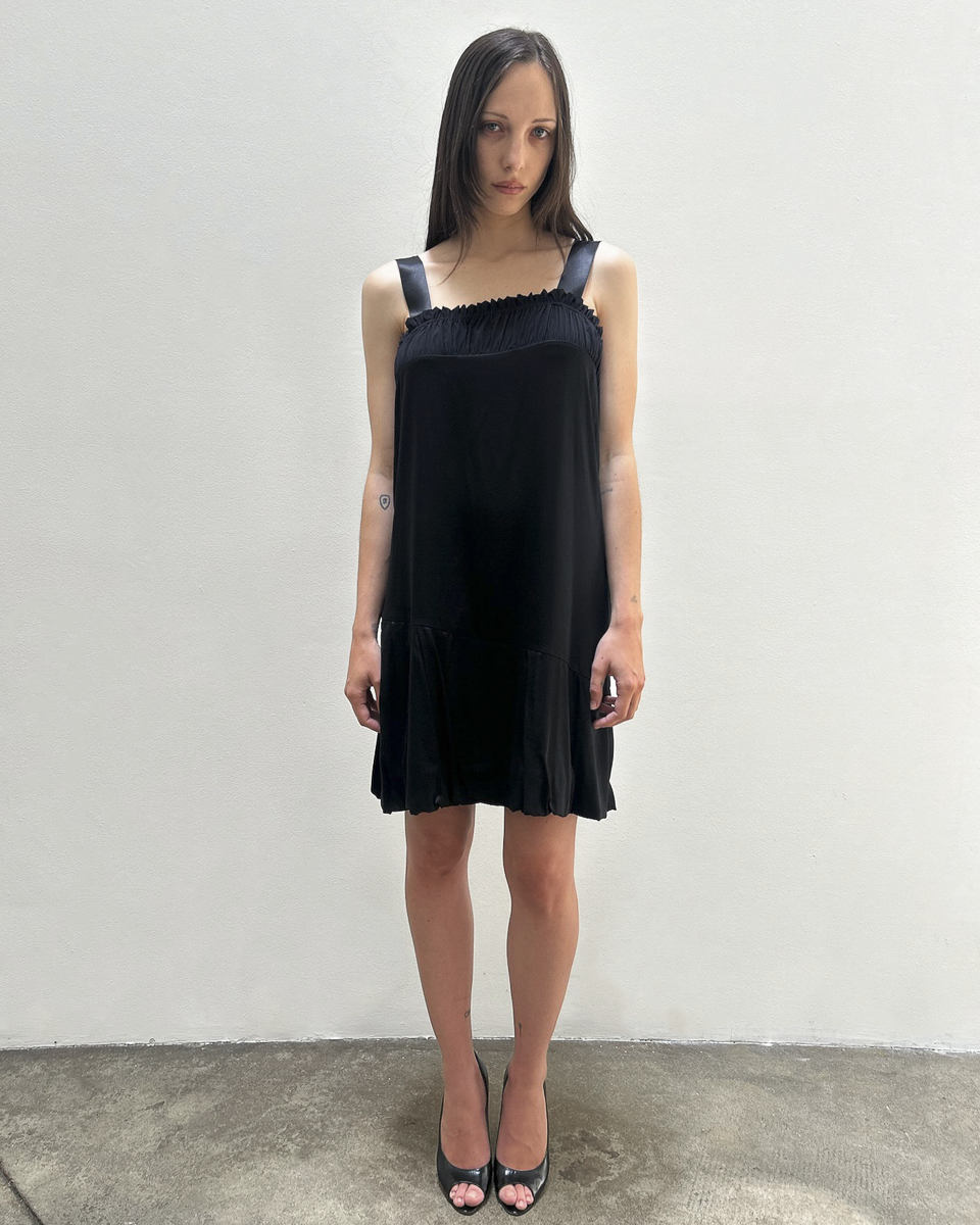 Anna Molinari Silk Ruffle Pleated Dress