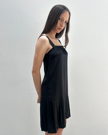 Anna Molinari Silk Ruffle Pleated Dress