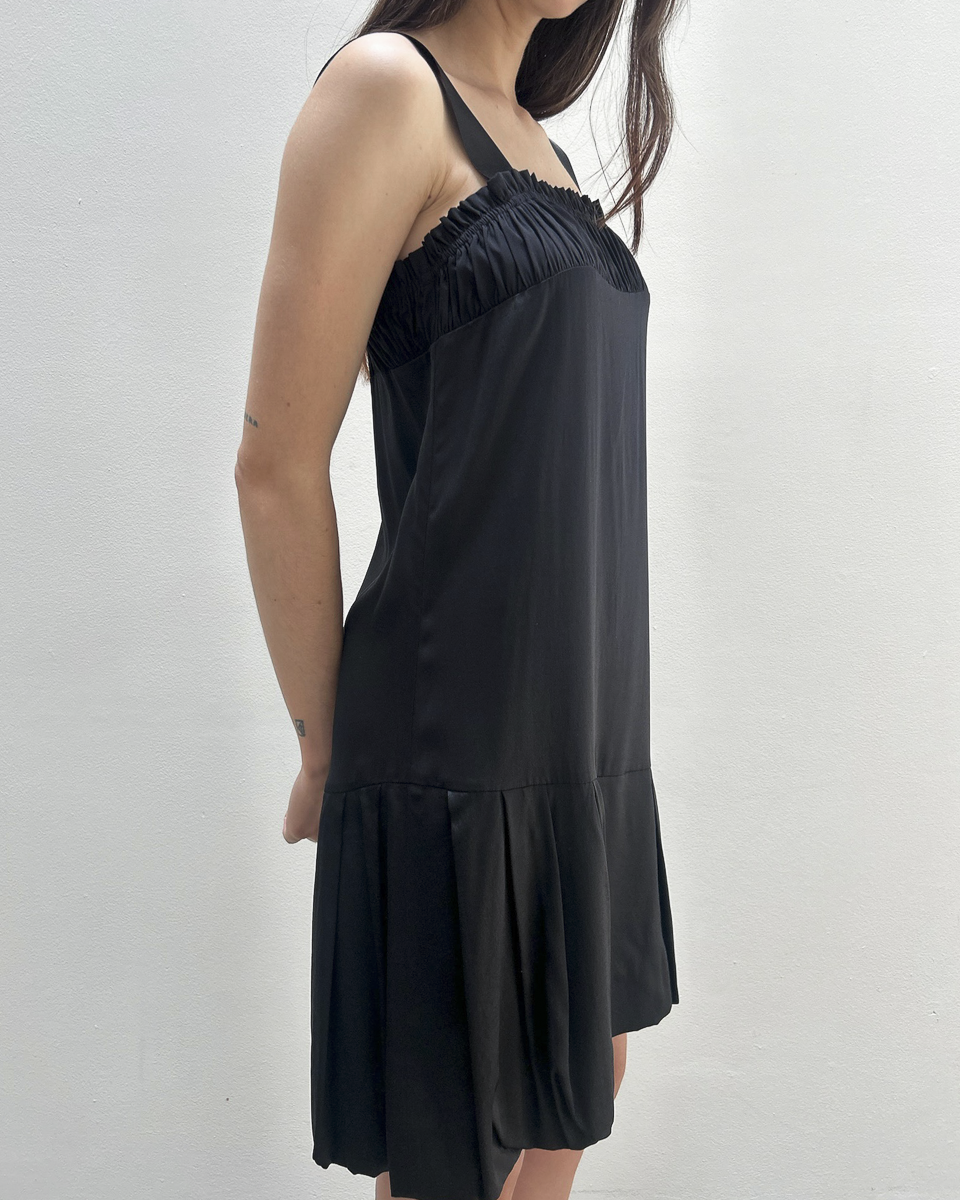 Anna Molinari Silk Ruffle Pleated Dress