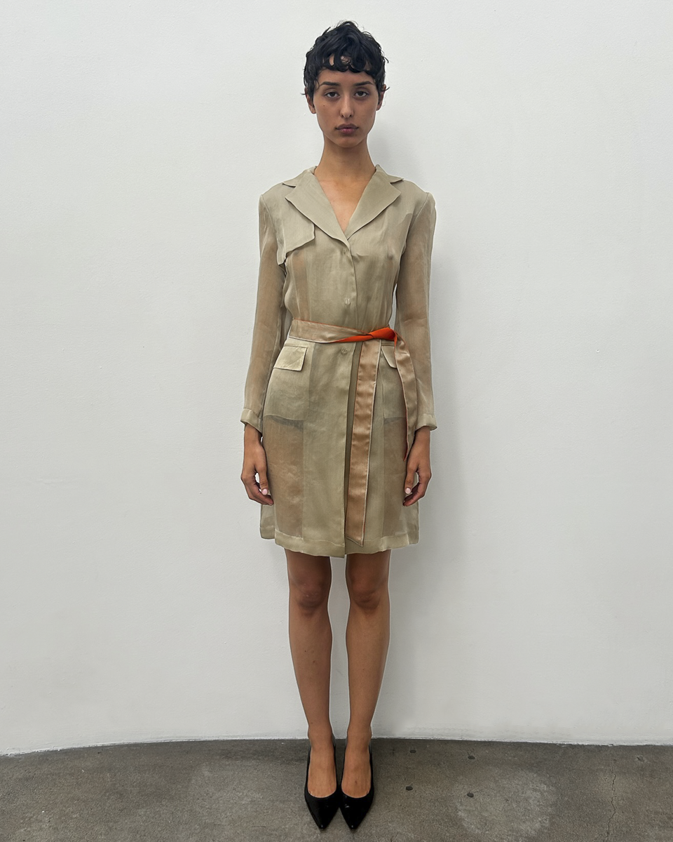 Alberta Ferretti Sheer Silk Trench Coat