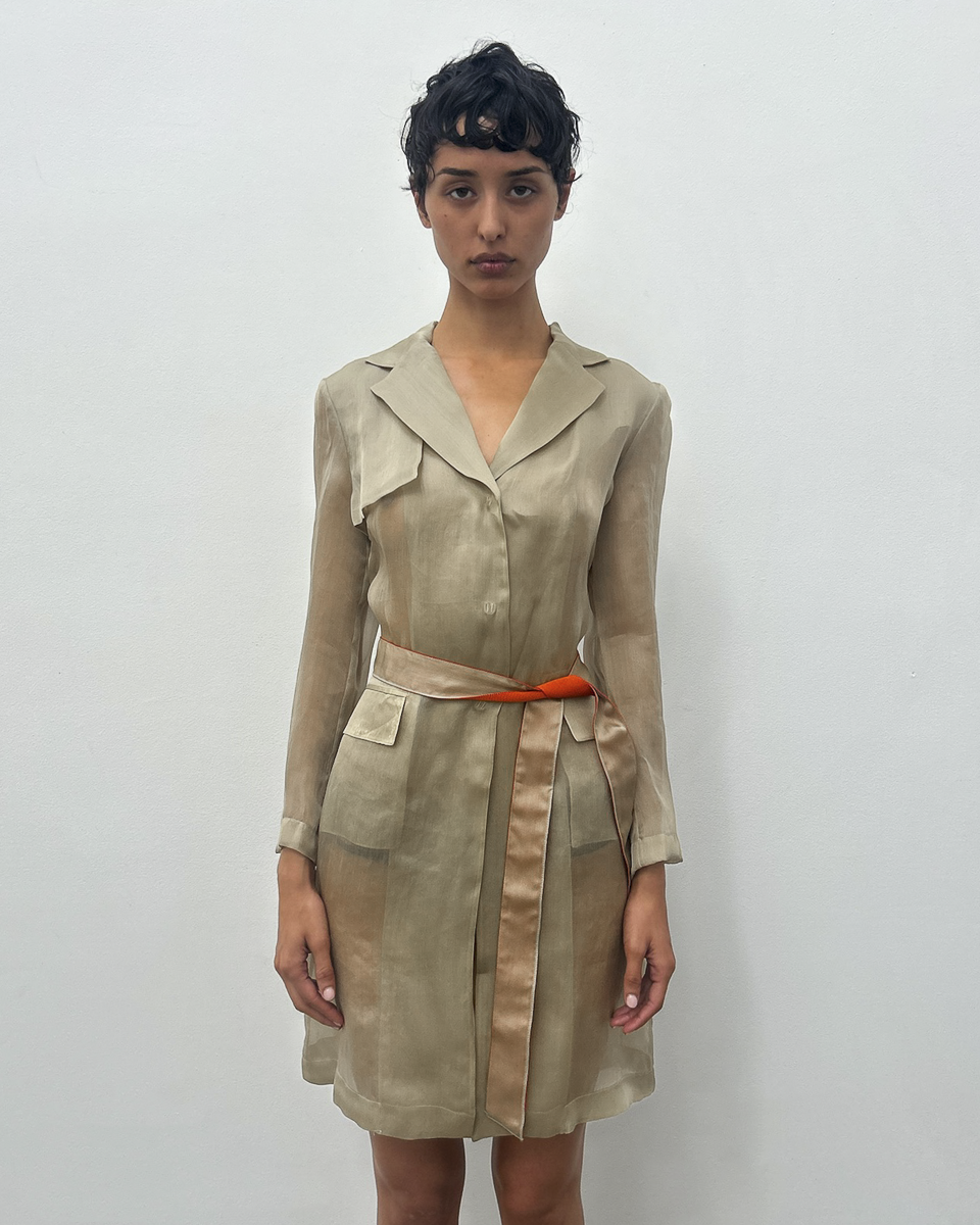 Alberta Ferretti Sheer Silk Trench Coat
