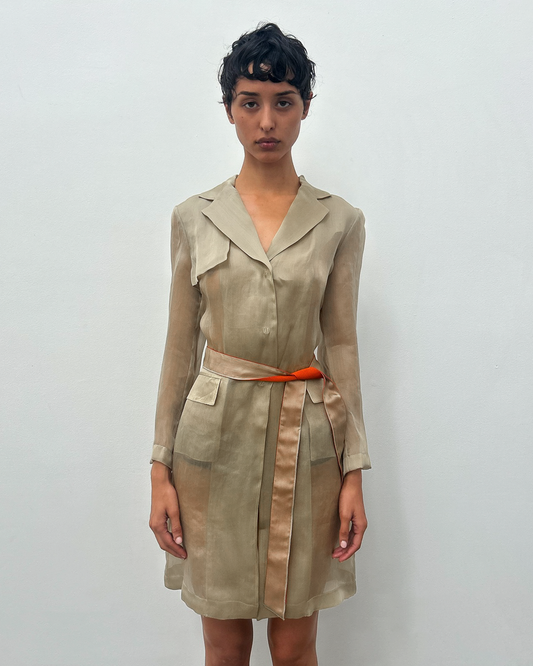 Alberta Ferretti Sheer Silk Trench Coat