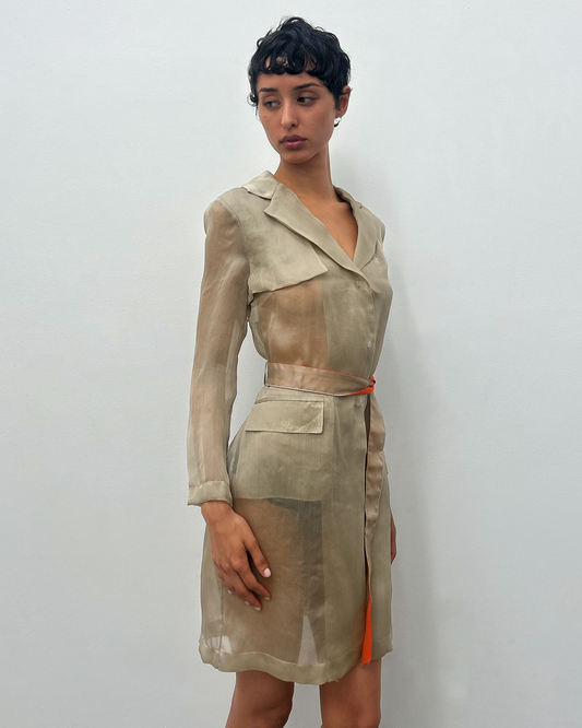 Alberta Ferretti Sheer Silk Trench Coat