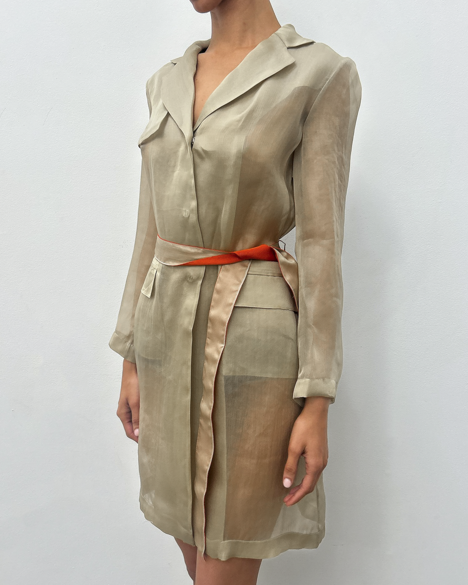 Alberta Ferretti Sheer Silk Trench Coat