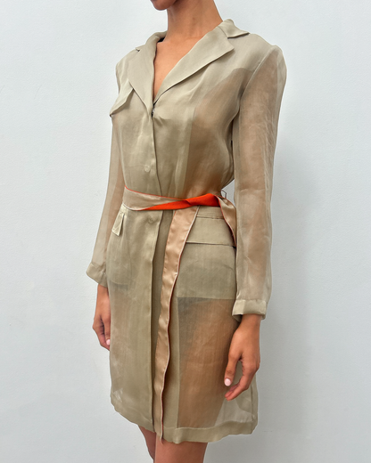 Alberta Ferretti Sheer Silk Trench Coat