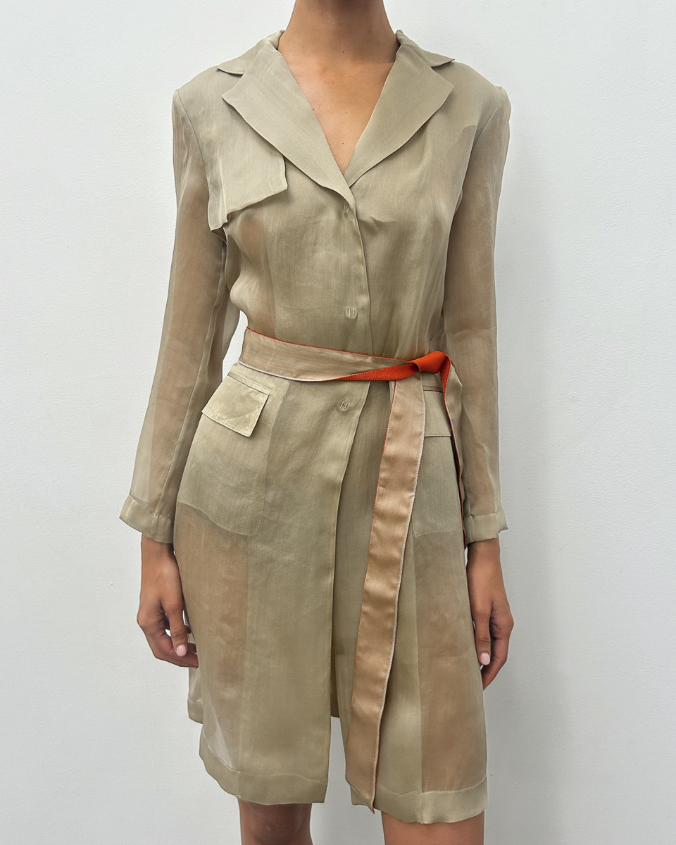 Alberta Ferretti Sheer Silk Trench Coat