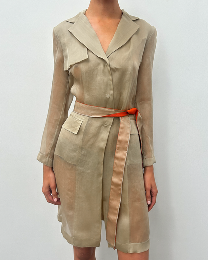 Alberta Ferretti Sheer Silk Trench Coat