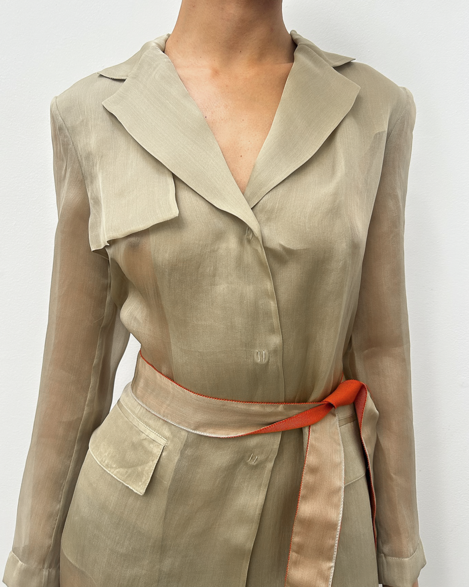 Alberta Ferretti Sheer Silk Trench Coat