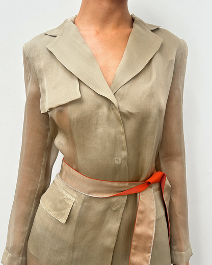Alberta Ferretti Sheer Silk Trench Coat