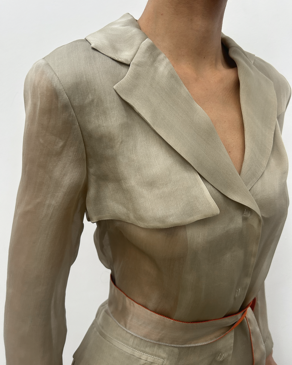 Alberta Ferretti Sheer Silk Trench Coat