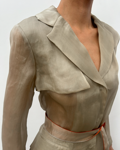 Alberta Ferretti Sheer Silk Trench Coat