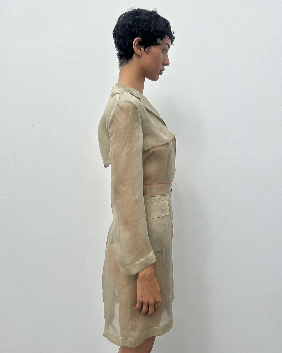 Alberta Ferretti Sheer Silk Trench Coat