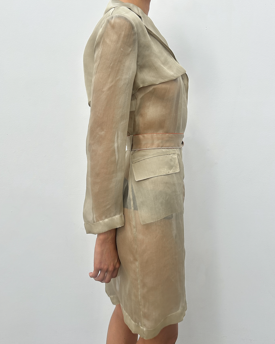 Alberta Ferretti Sheer Silk Trench Coat