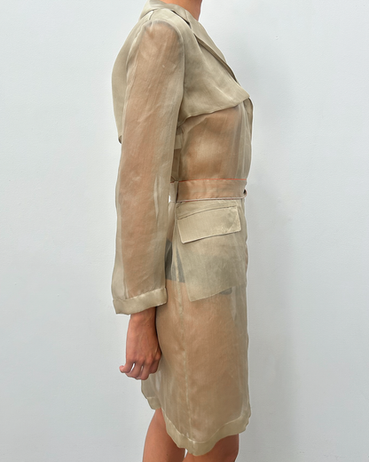 Alberta Ferretti Sheer Silk Trench Coat