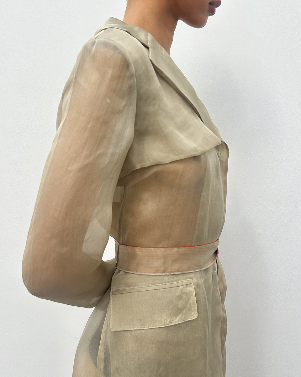 Alberta Ferretti Sheer Silk Trench Coat