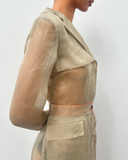 Alberta Ferretti Sheer Silk Trench Coat