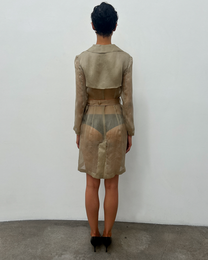 Alberta Ferretti Sheer Silk Trench Coat