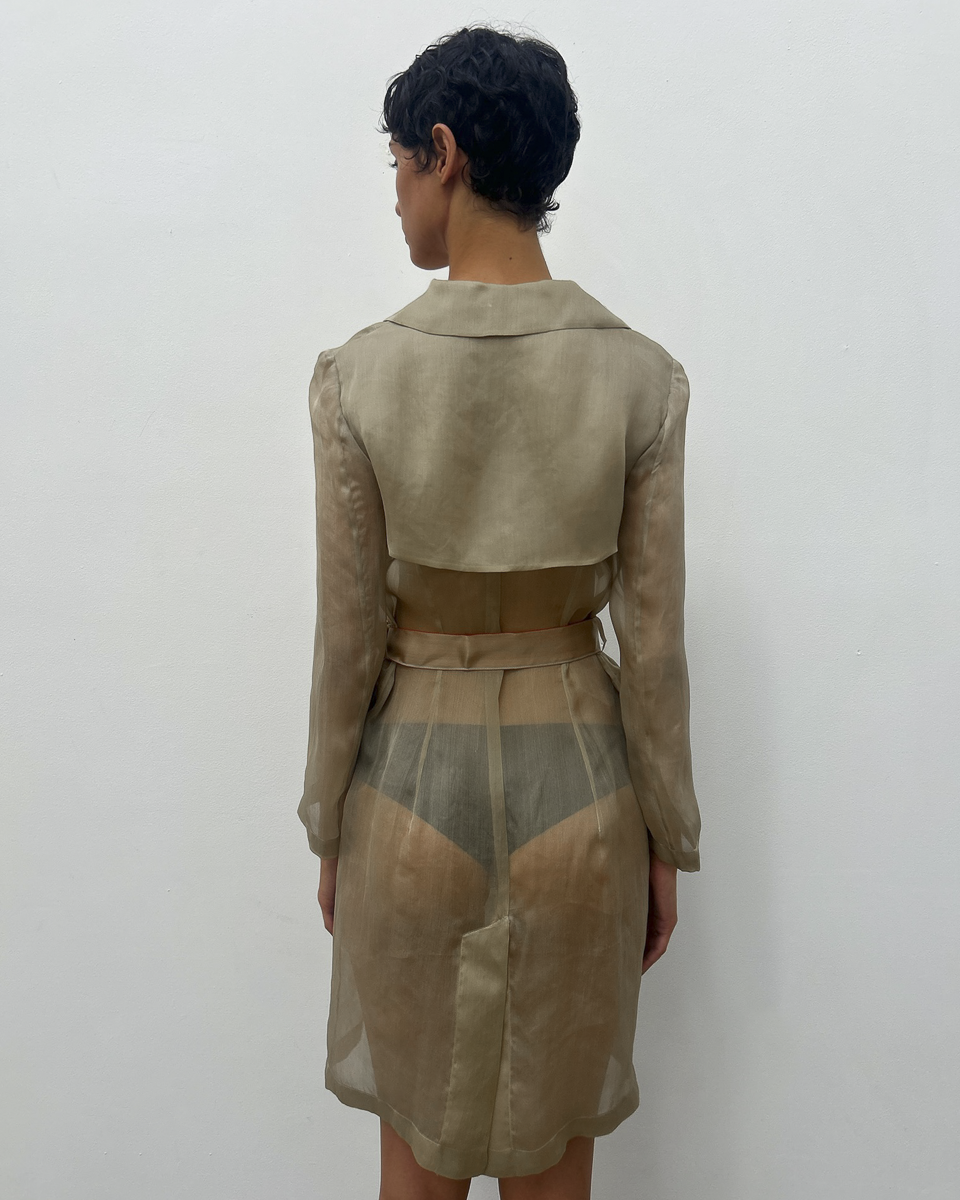Alberta Ferretti Sheer Silk Trench Coat