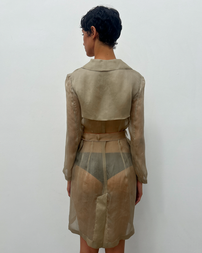 Alberta Ferretti Sheer Silk Trench Coat