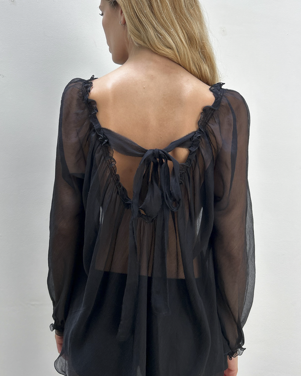 Alberta Ferretti Sheer Silk Blouse