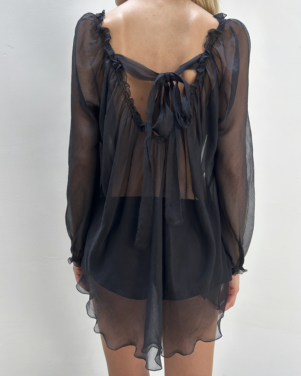 Alberta Ferretti Sheer Silk Blouse