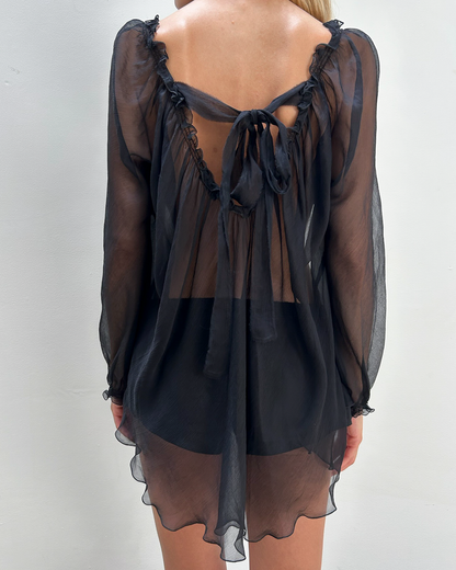 Alberta Ferretti Sheer Silk Blouse