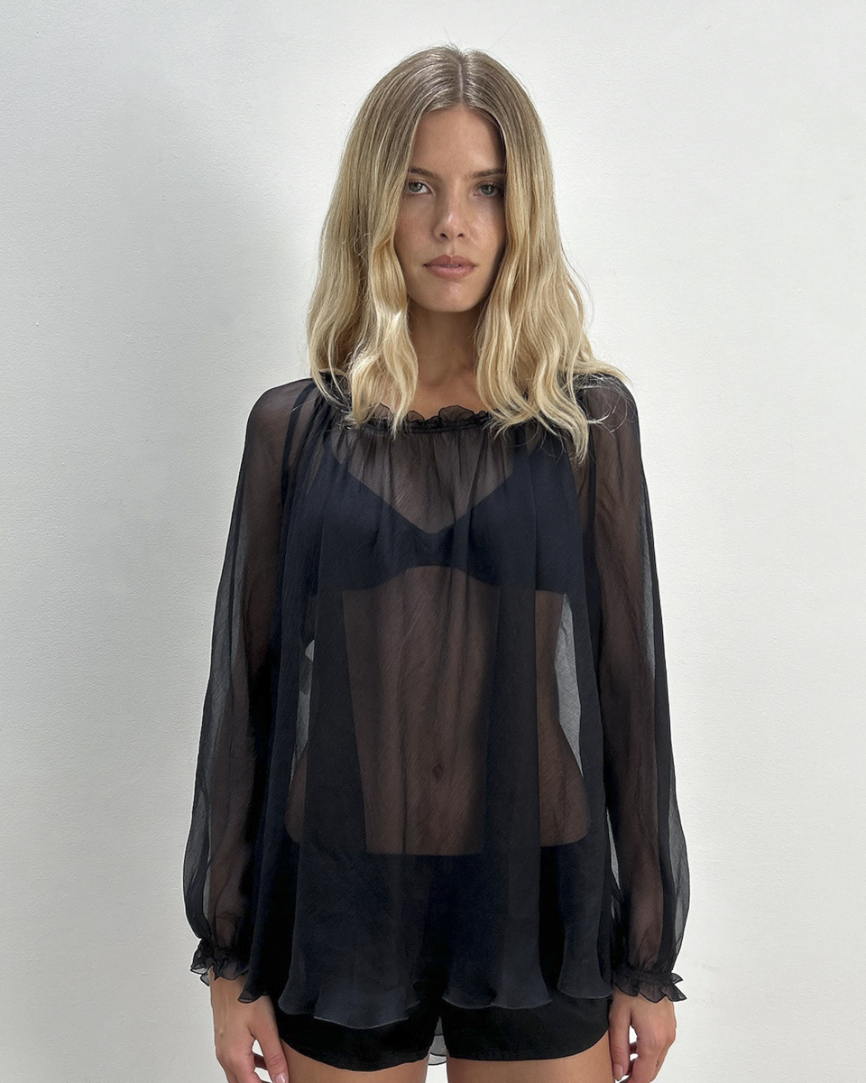 Alberta Ferretti Sheer Silk Blouse