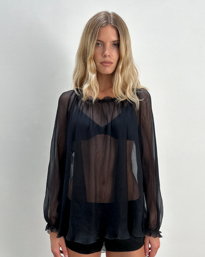 Alberta Ferretti Sheer Silk Blouse
