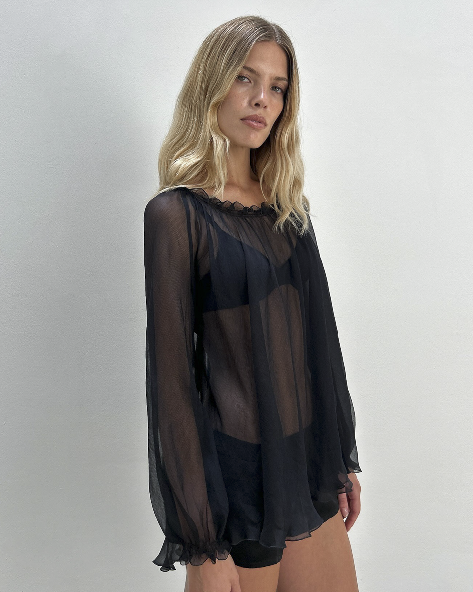Alberta Ferretti Sheer Silk Blouse