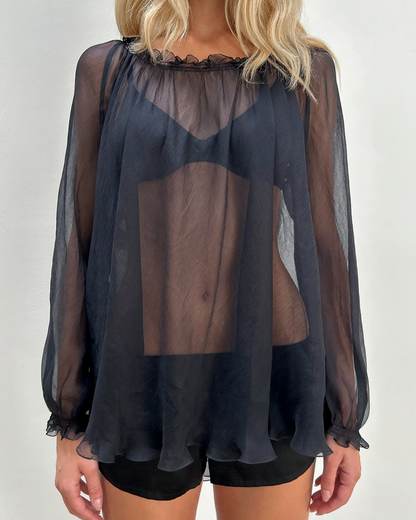 Alberta Ferretti Sheer Silk Blouse