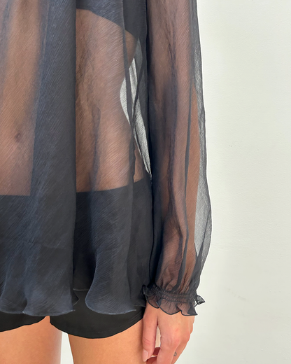 Alberta Ferretti Sheer Silk Blouse